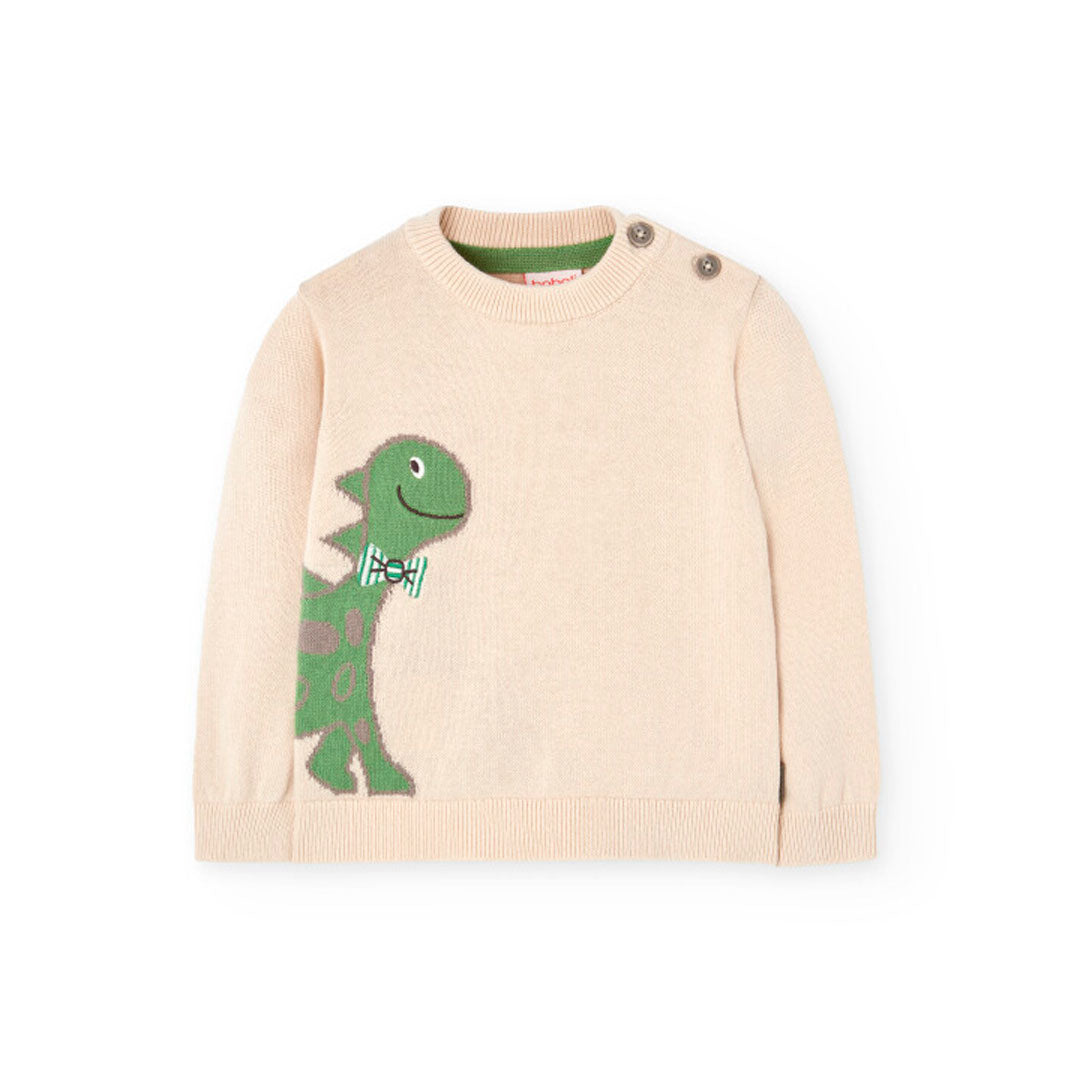 Suéter beige dino para mini niño