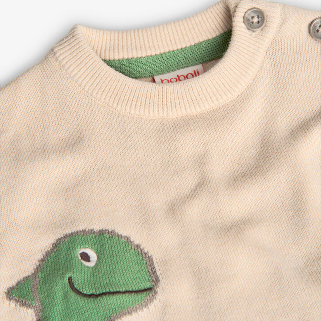 Suéter beige dino para mini niño