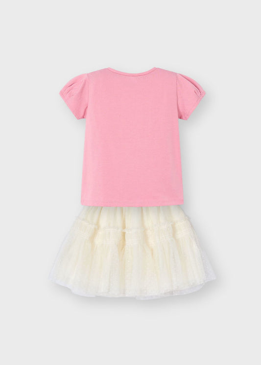 Conjunto blusa con falda tul mini niña