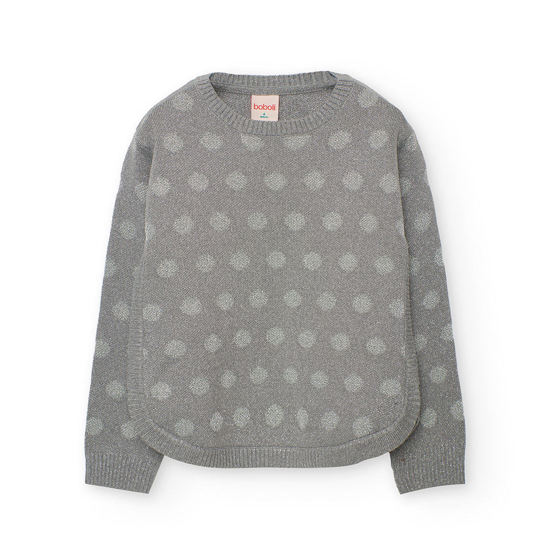 Suéter tricot gris lunares niña jr