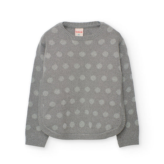Suéter tricot gris lunares niña jr