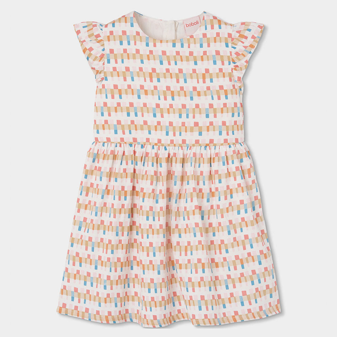Vestido satén estampado cenefa mini niña