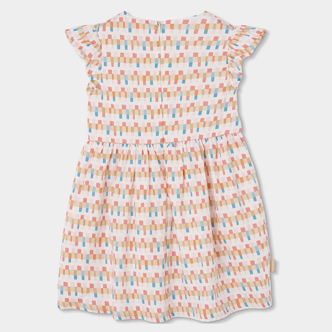 Vestido satén estampado cenefa mini niña