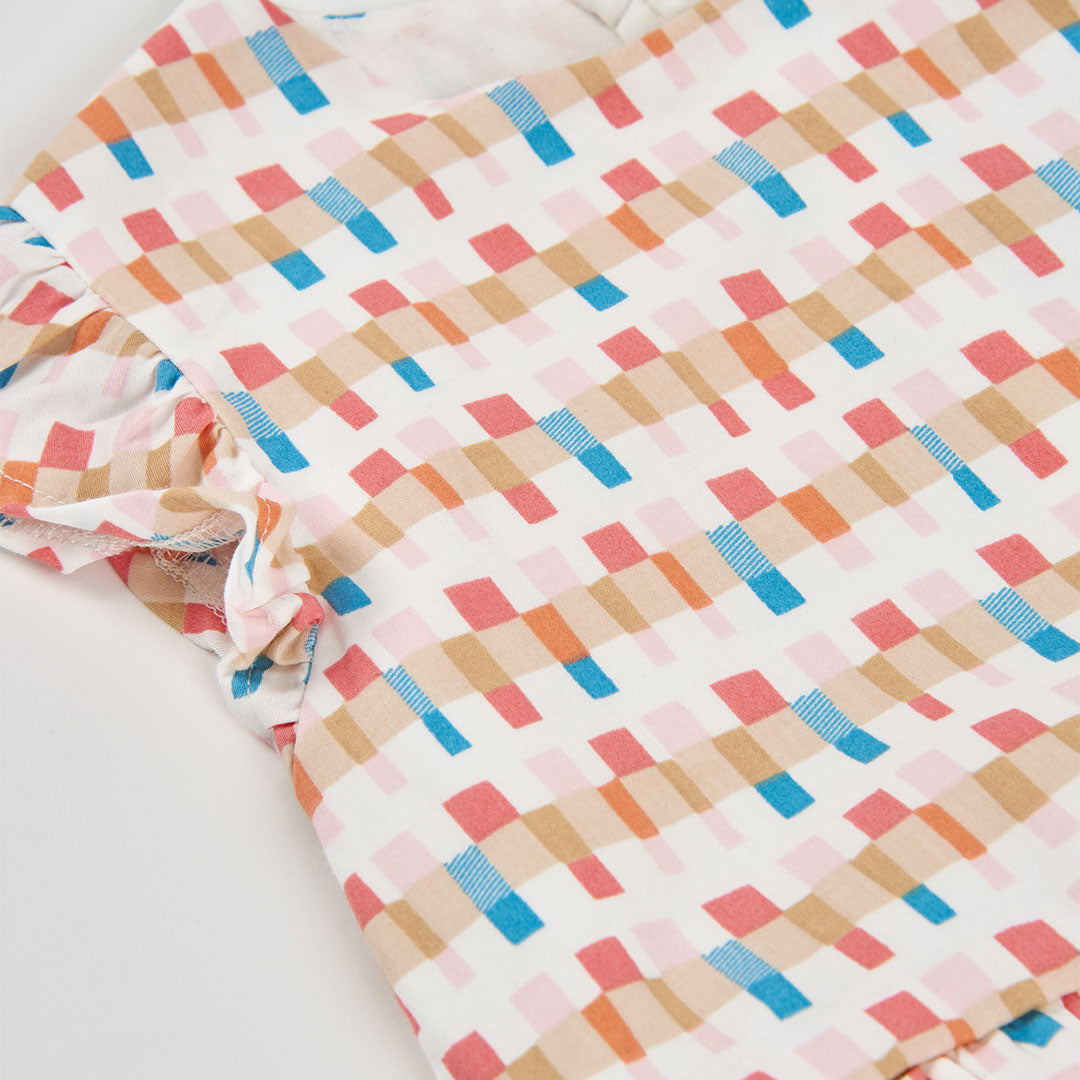 Vestido satén estampado cenefa mini niña