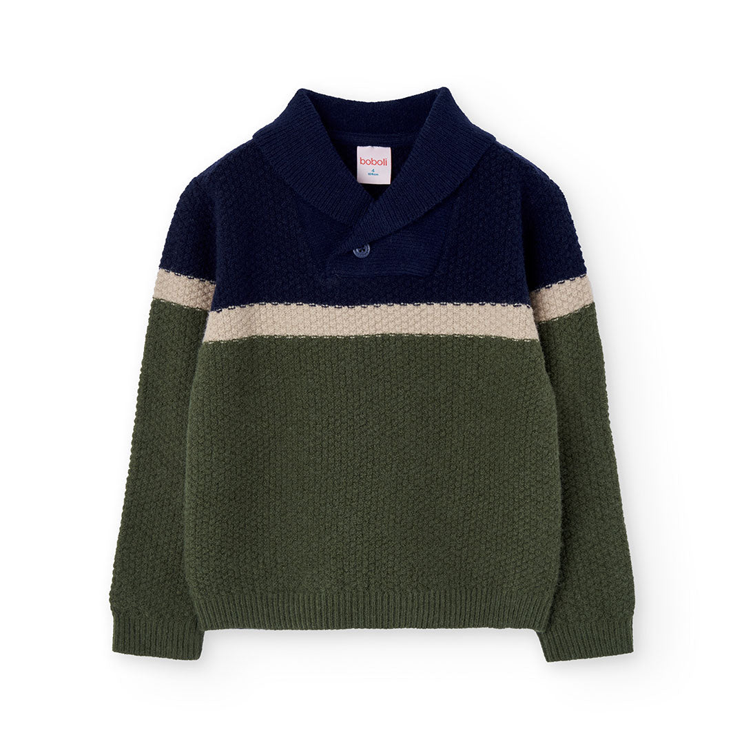 Suéter forest azul con verde niño jr