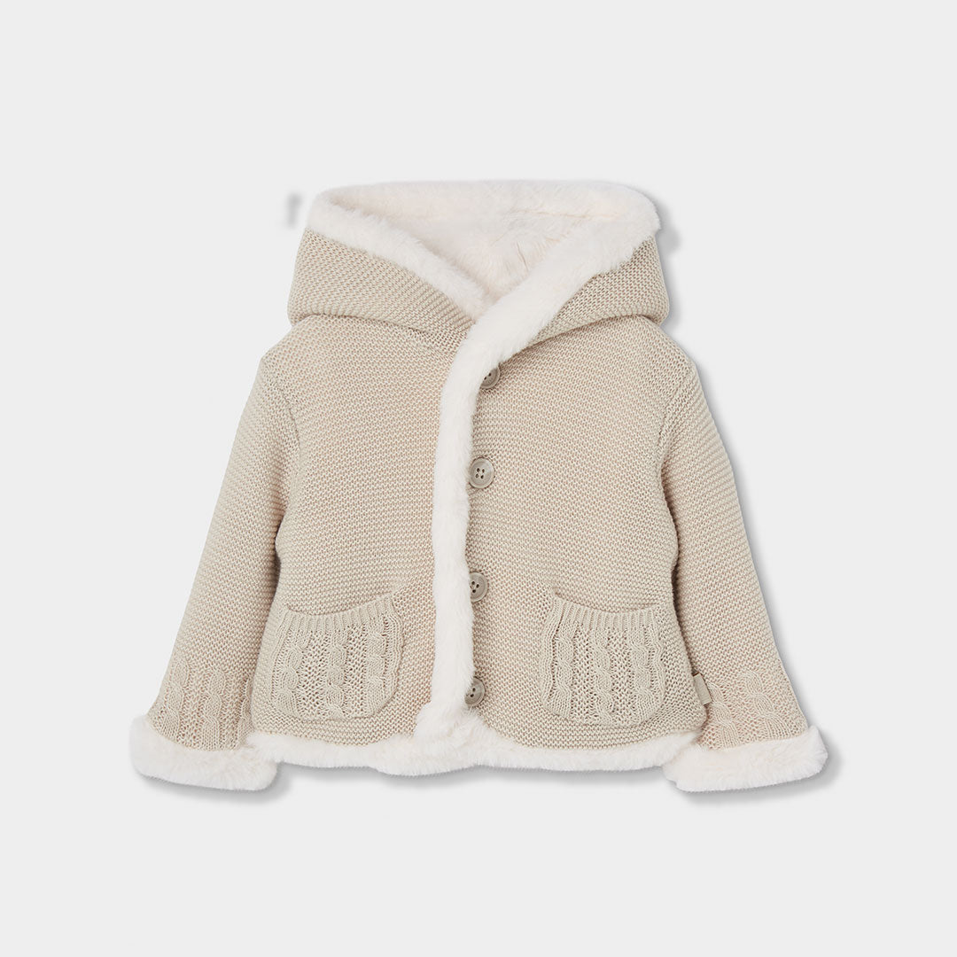 Chamarra reversible crema con capucha bebé
