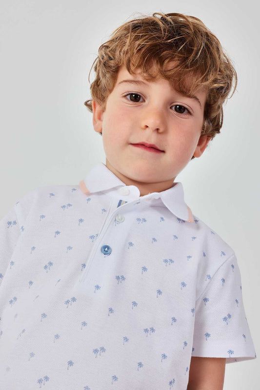 Conjunto polo piqué con short rosa para mini niño