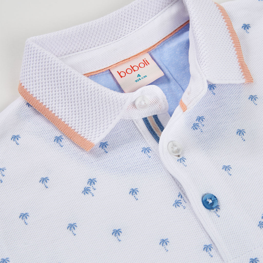 Conjunto polo piqué con short rosa para mini niño