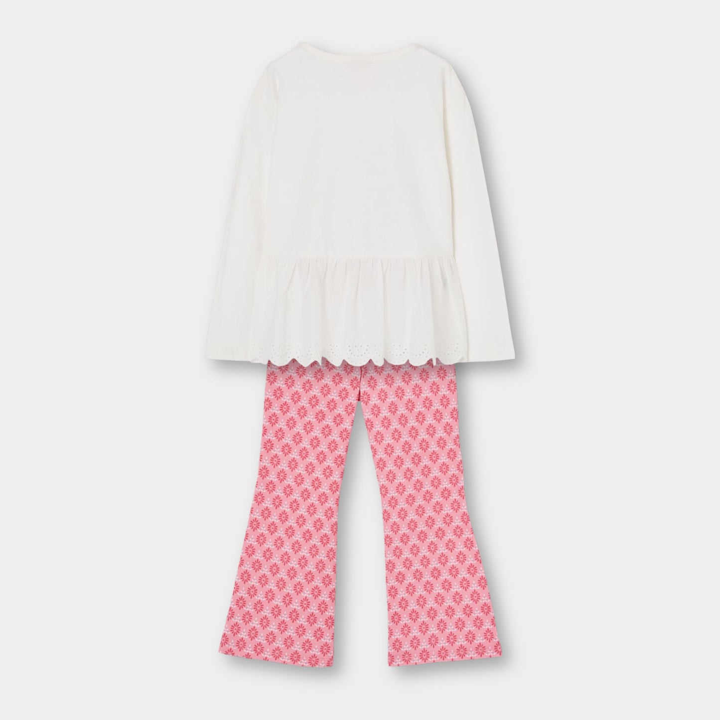 Conjunto coral niña flores blusa con leggings mini niña