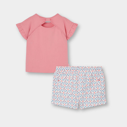 Conjunto peach blusa con short estampado mini niña