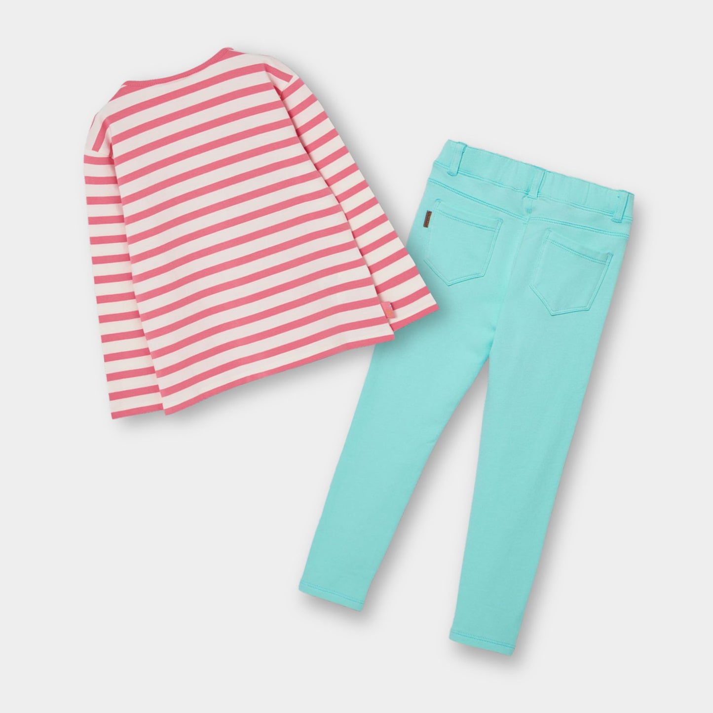 Conjunto blusa rosa con patalón felpa aqua mini niña