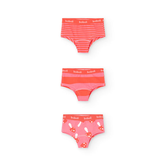Pack 3 braguitas coral mini niña