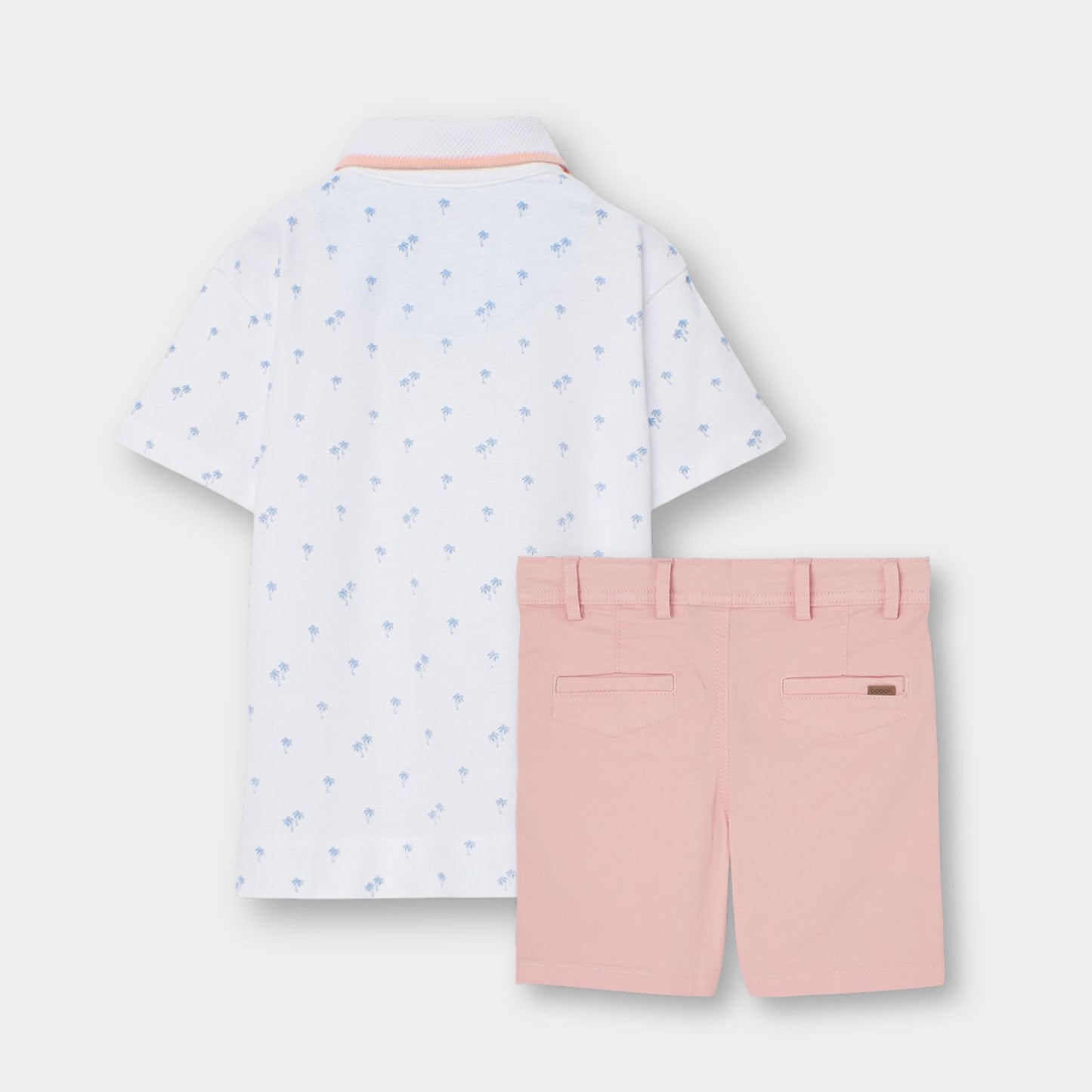 Conjunto polo piqué con short rosa para mini niño
