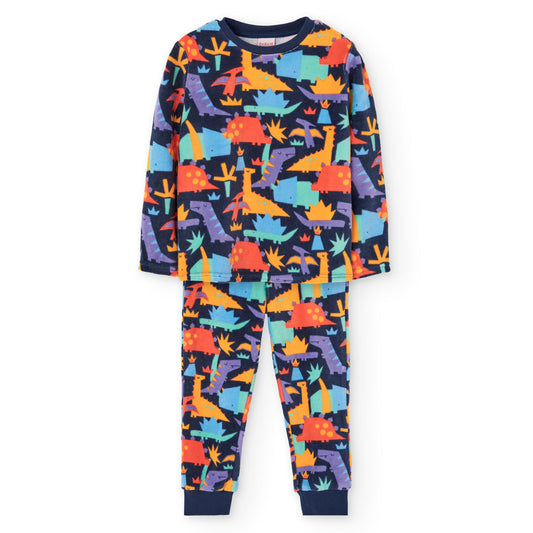 Pijama terciopelo estampado dino mini niño