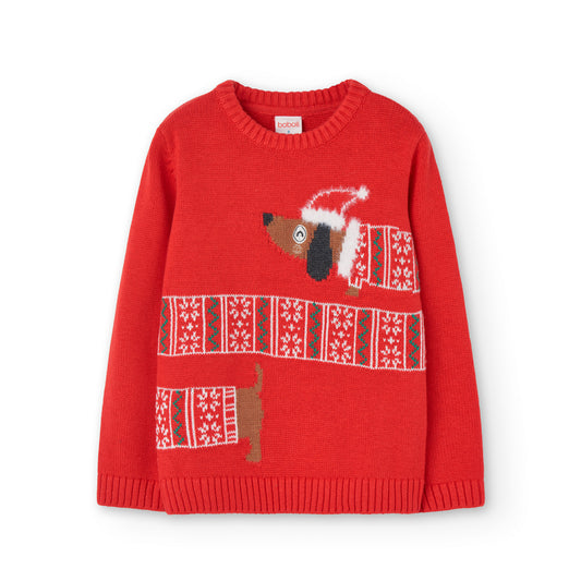 Suéter rojo navideño perrito unisex