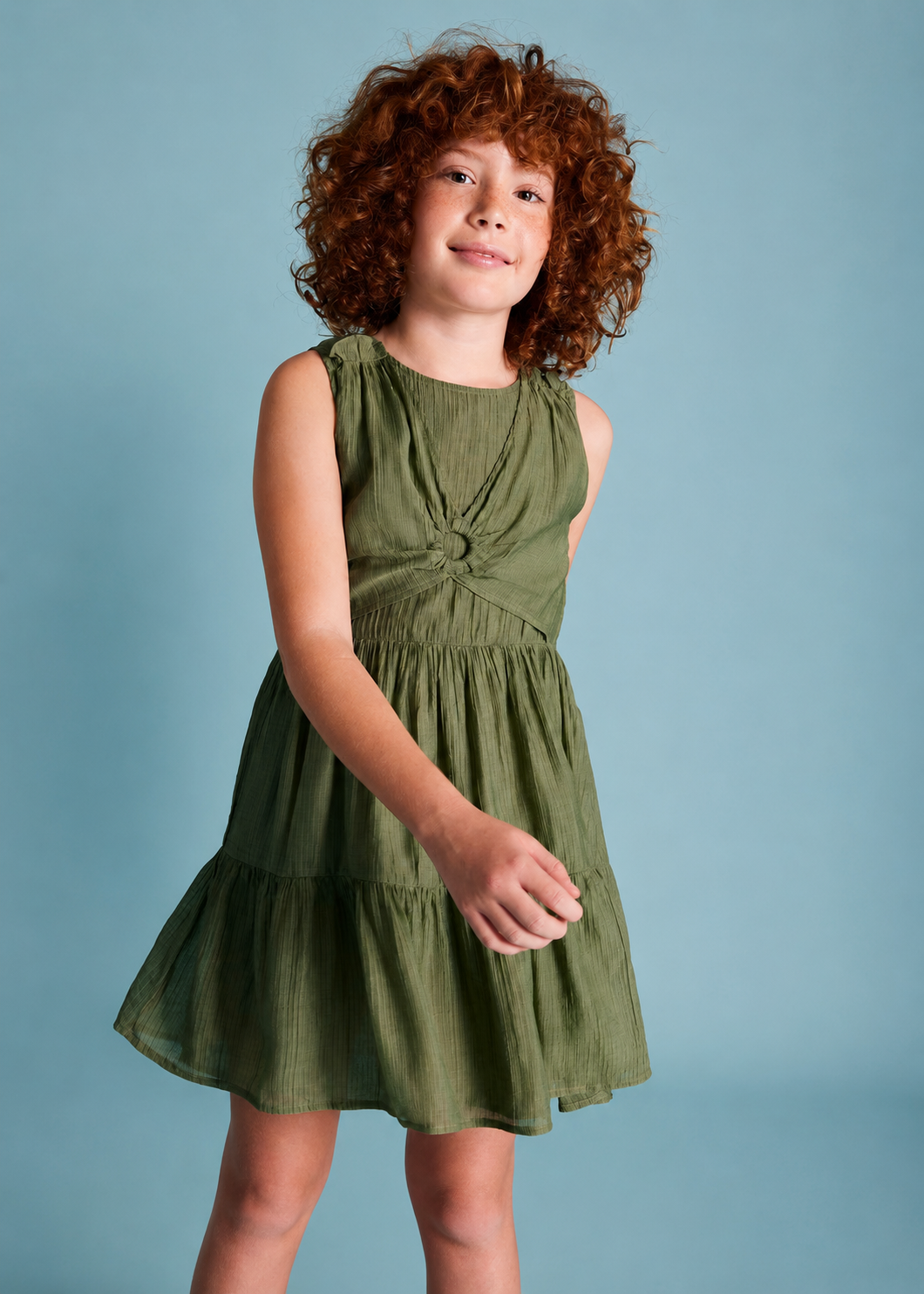Vestido arandela musgo niña jr