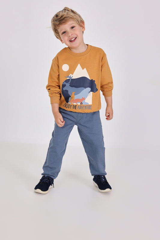 Conjunto de pants con sudadera amarilla mini niño