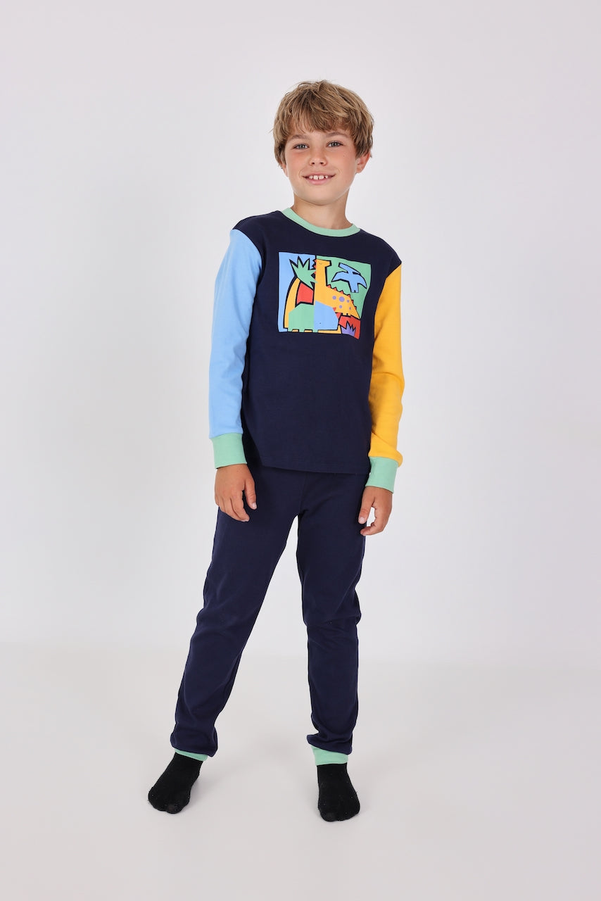 Pijama interlock dino mini niño