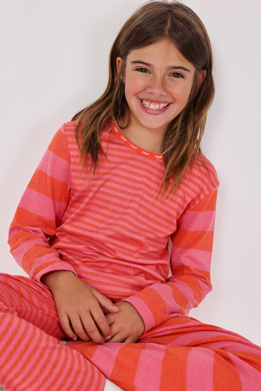 Pijama coral bicolor mini niña y niña jr