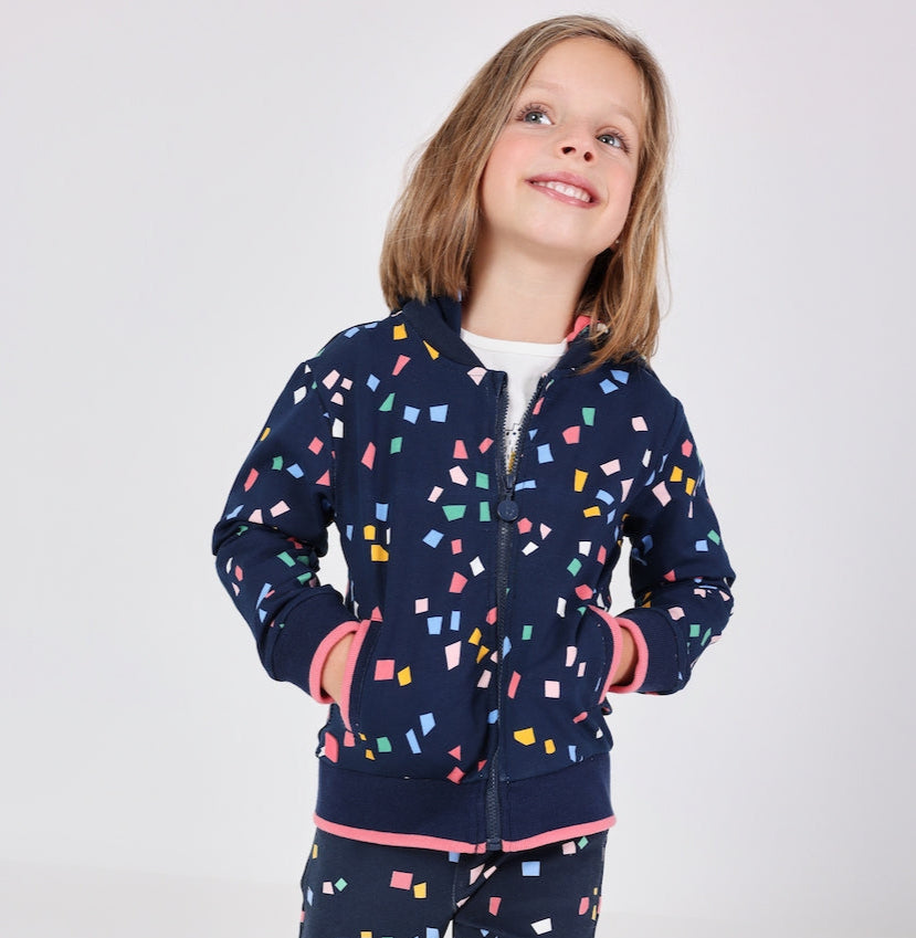 Sudadera felpa azul marino mini niña