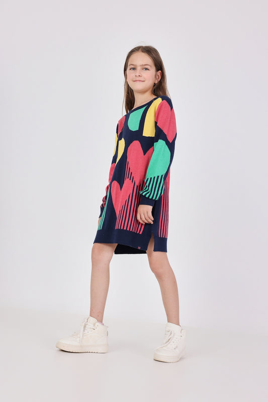 Vestido tricot multicolor con mallas niña jr