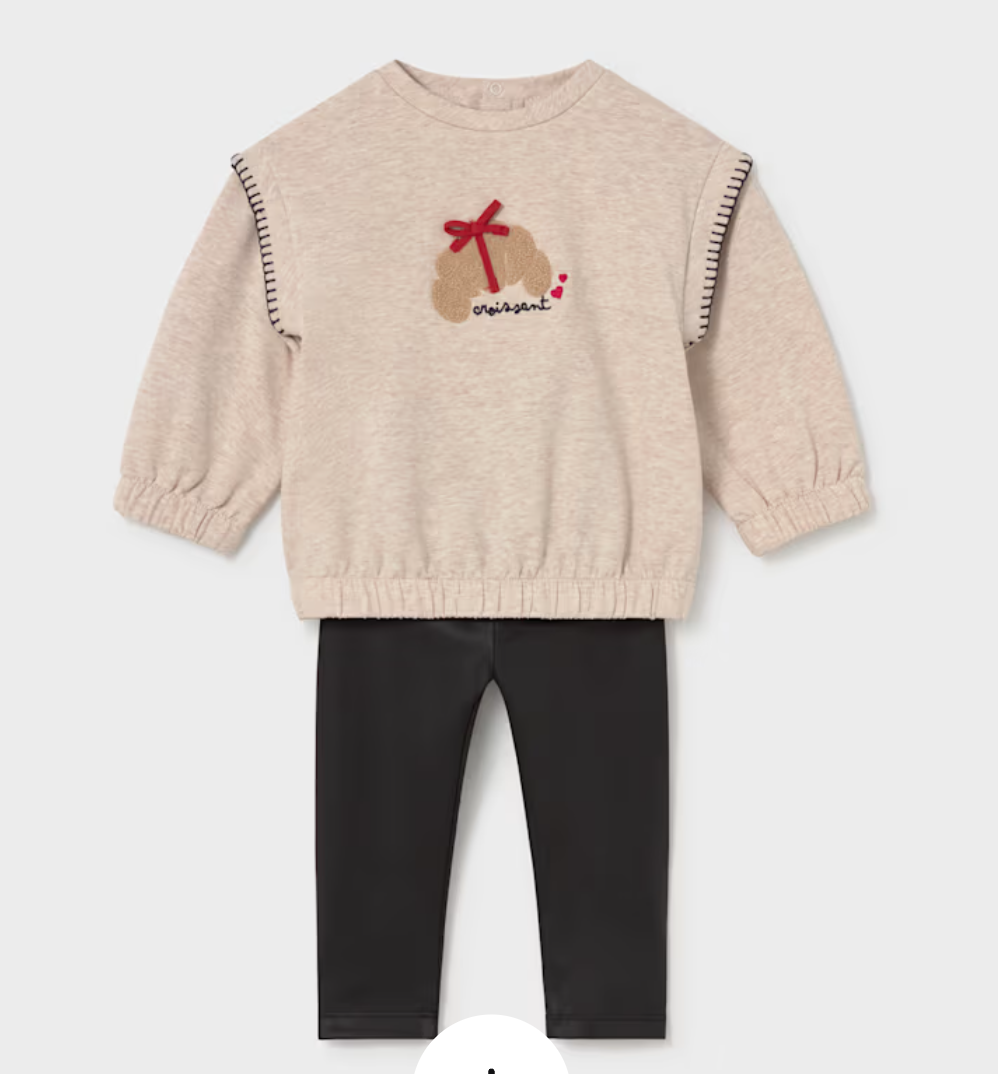 Conjunto sudadera leggings negro bebé niña