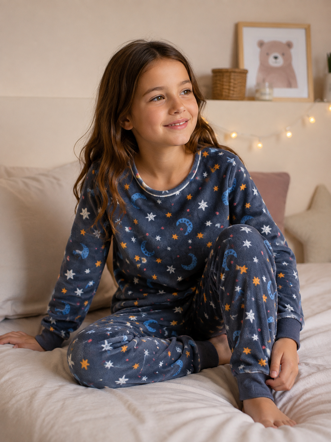 Pijama terciopelo noche mini niña y niña jr