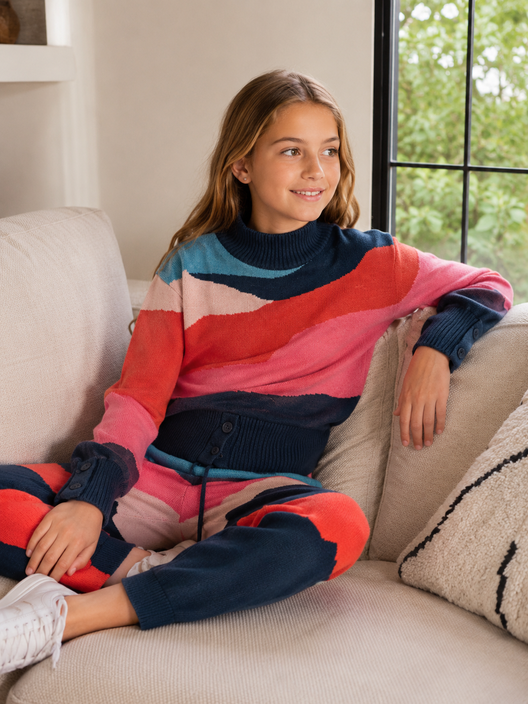 Conjunto tricot olas niña jr