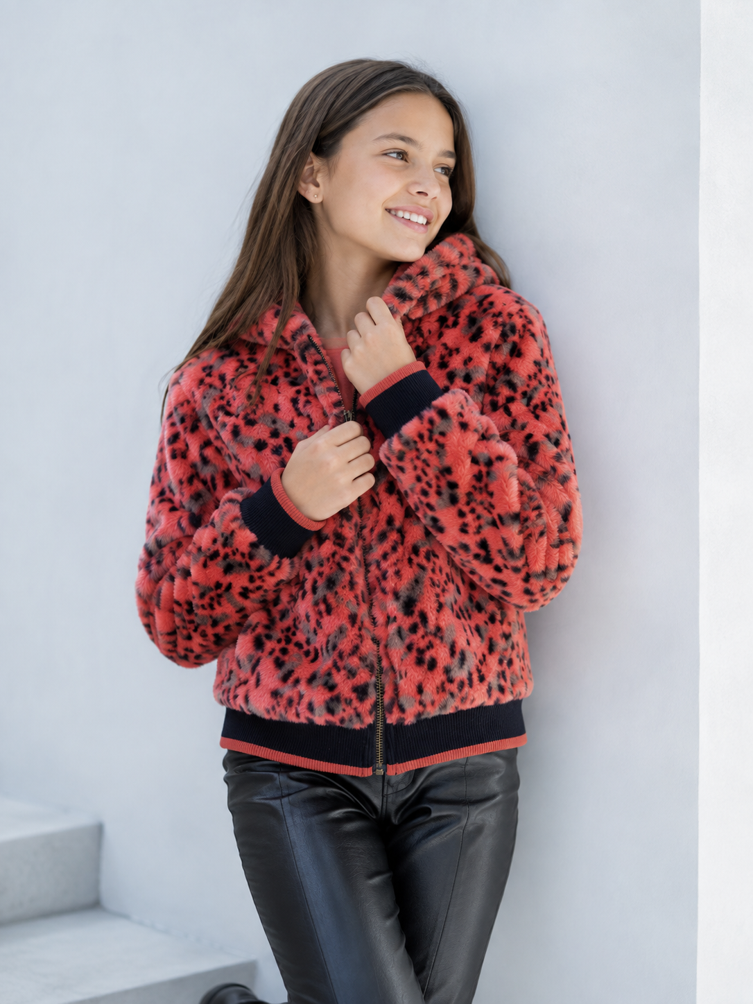 Chamarra pelo animal print niña jr