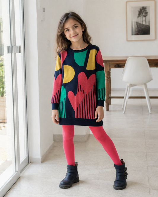 Vestido tricot multicolor con mallas niña jr
