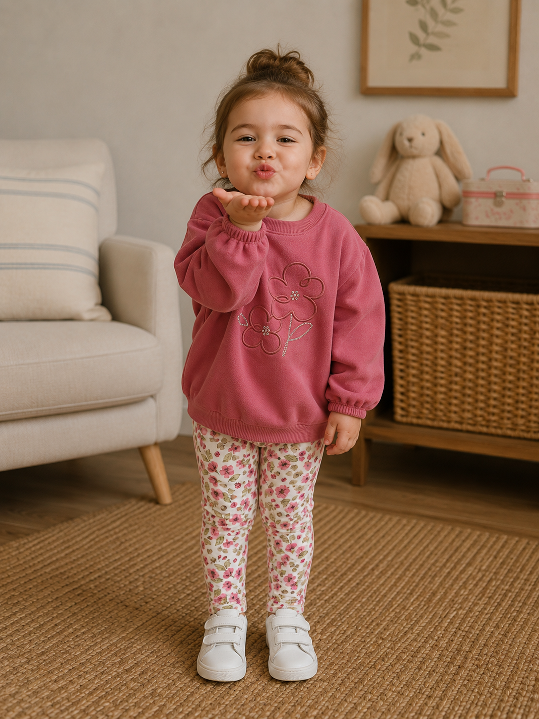 Conjunto sudadera leggings rosa bebé niña
