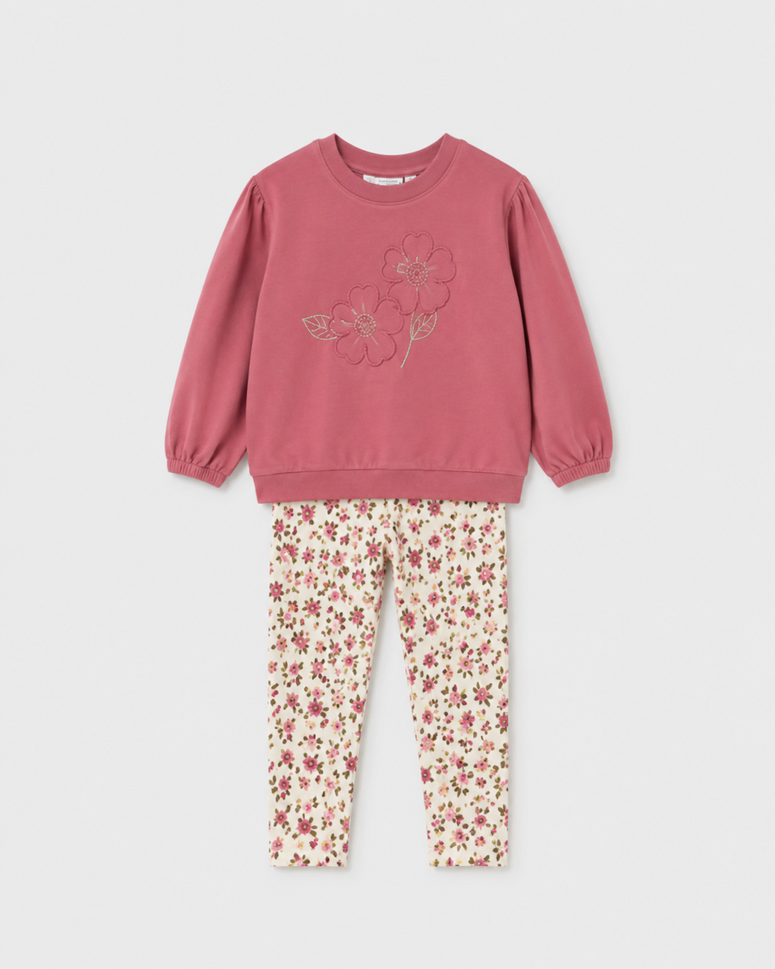 Conjunto sudadera leggings rosa bebé niña