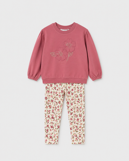 Conjunto sudadera leggings rosa bebé niña