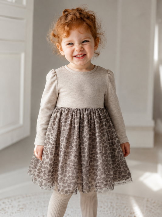 Vestido combinado tul bebé niña