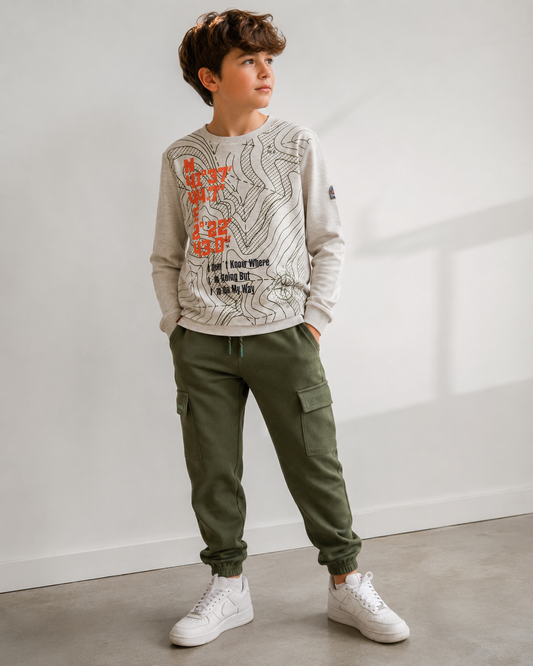 Conjunto playera con pants verde niño jr