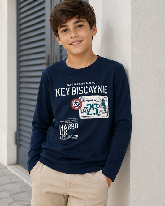 Camiseta manga larga azul marino niño jr