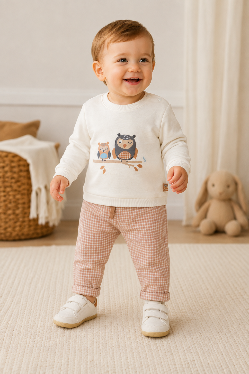 Conjunto felpa sudadera con pantalón avellana bebé niño