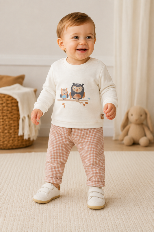 Conjunto felpa sudadera con pantalón avellana bebé niño