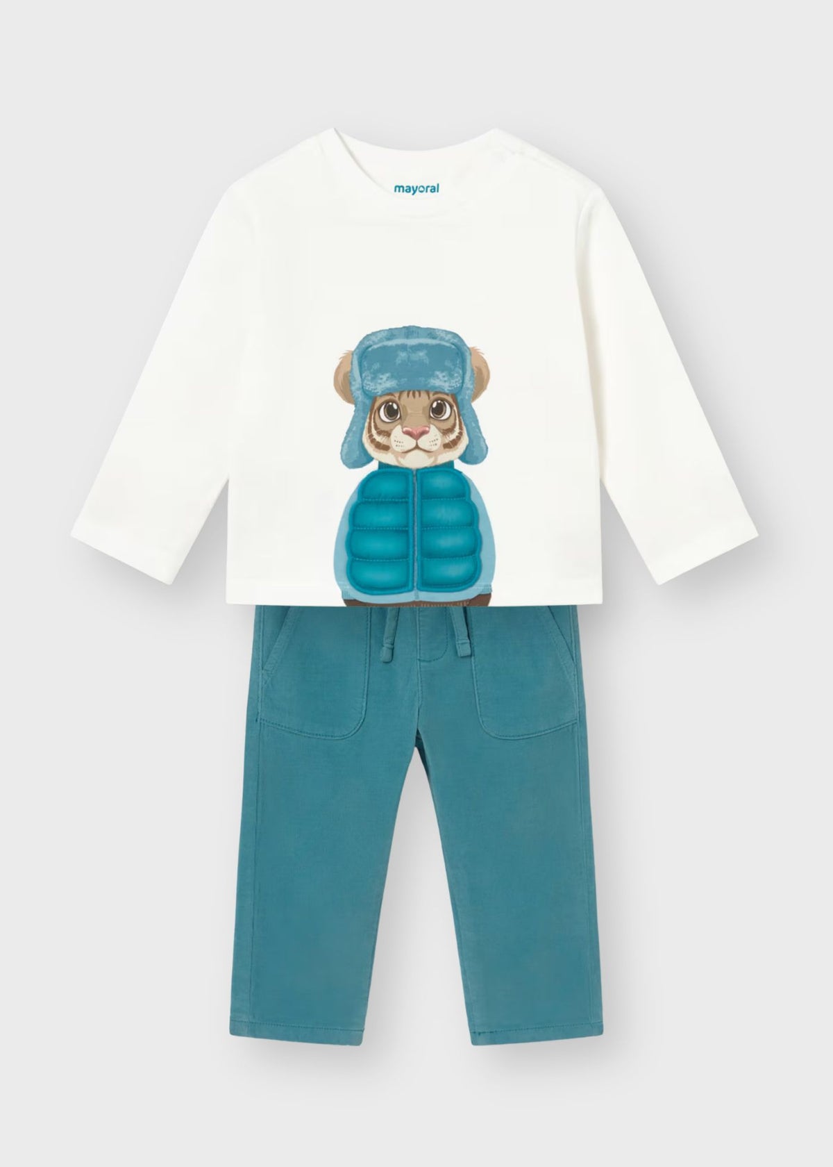 Conjunto playera con jogger pana azul bebé niño