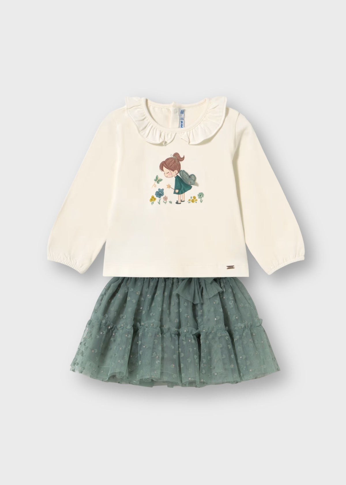 Conjunto blusa holán con falda tul laurel bebé niña