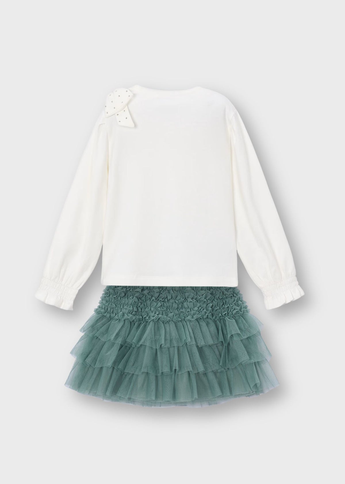 Conjunto blusa moño con falda tul laurel mini niña