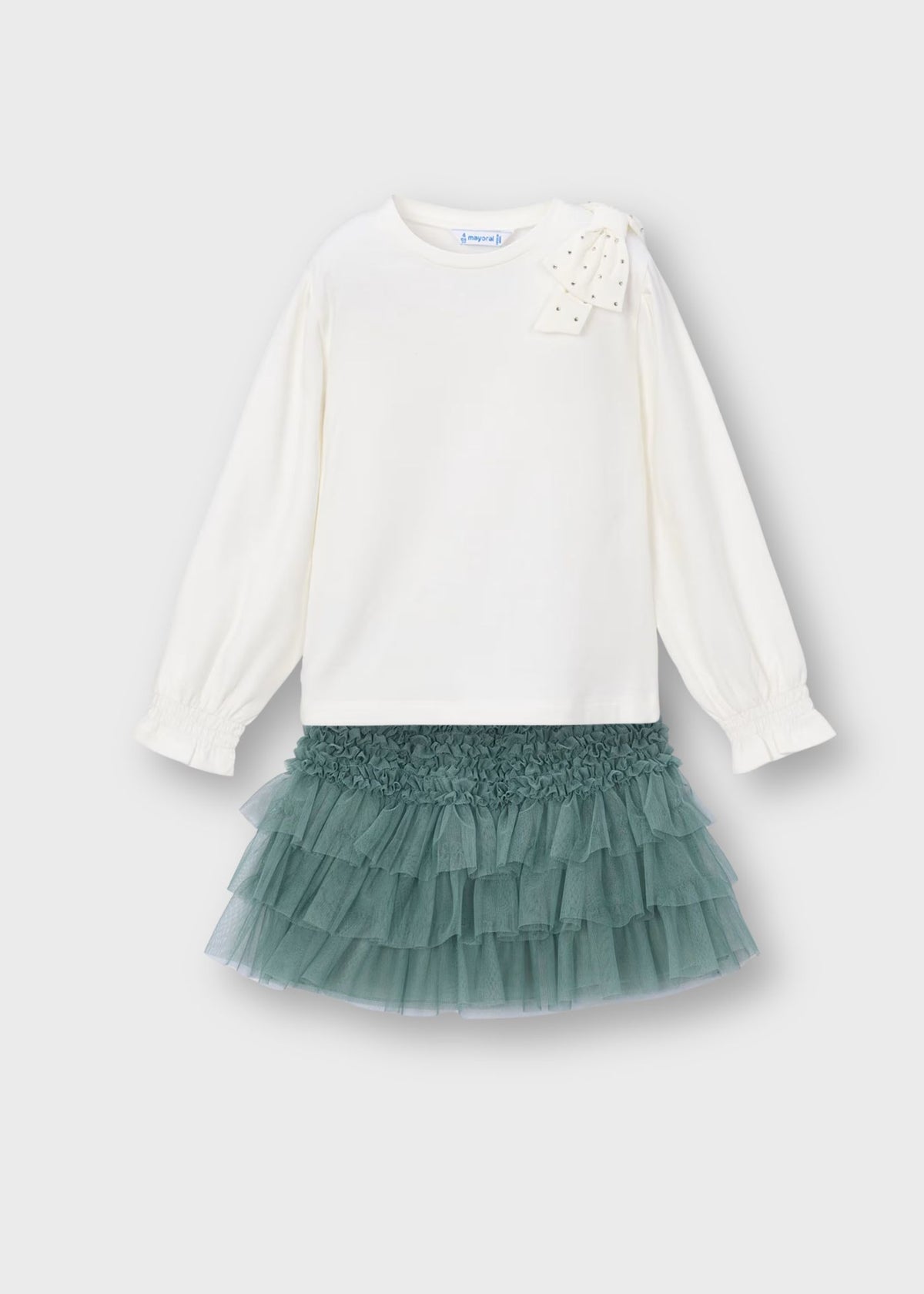 Conjunto blusa moño con falda tul laurel mini niña