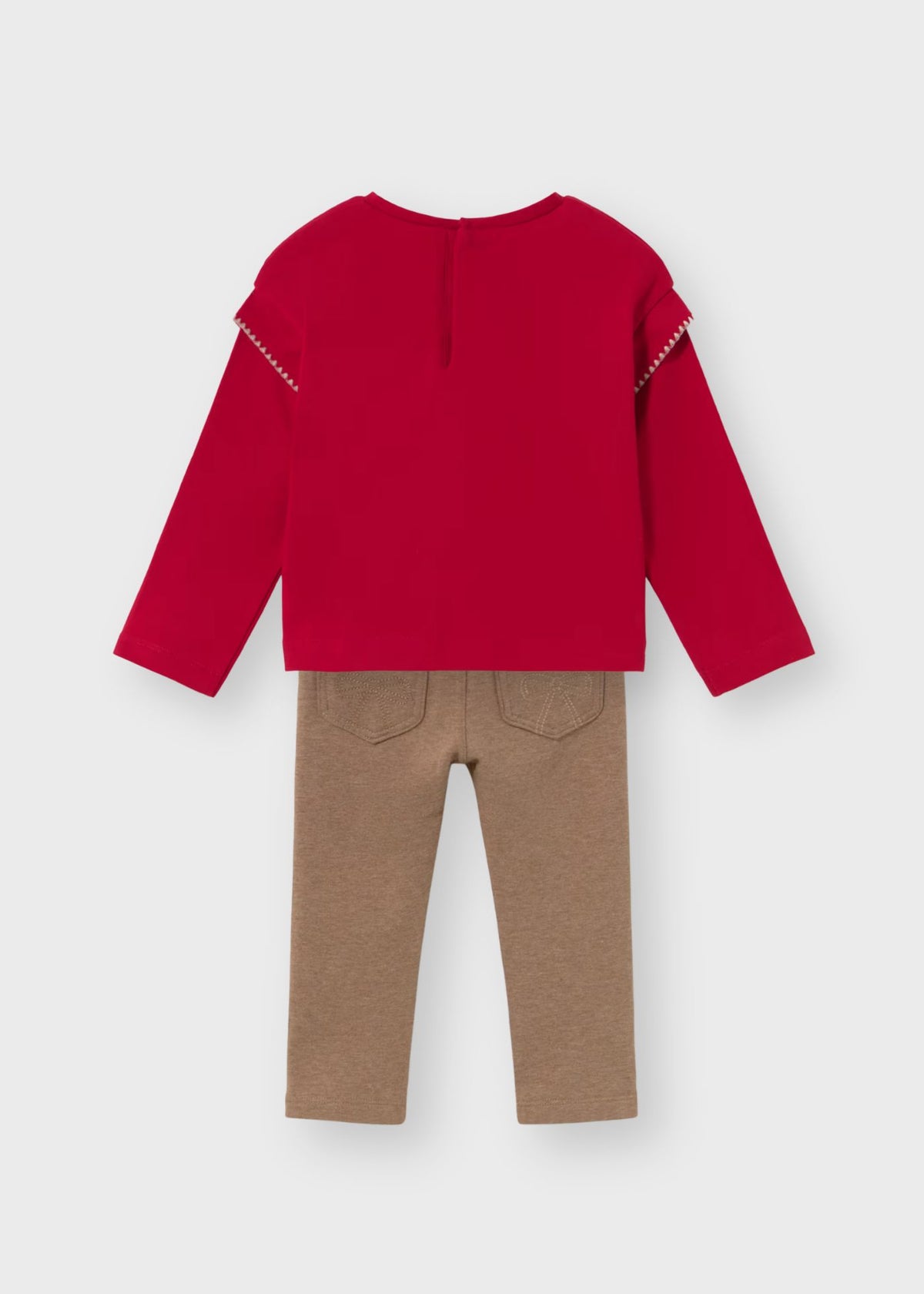 Conjunto blusa roja pantalón felpa bebé niña