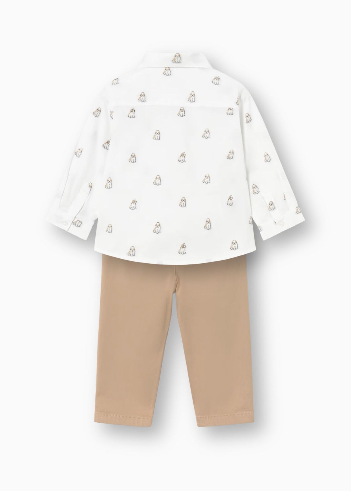 Conjunto camisa perrito con pantalón beige bebé niño