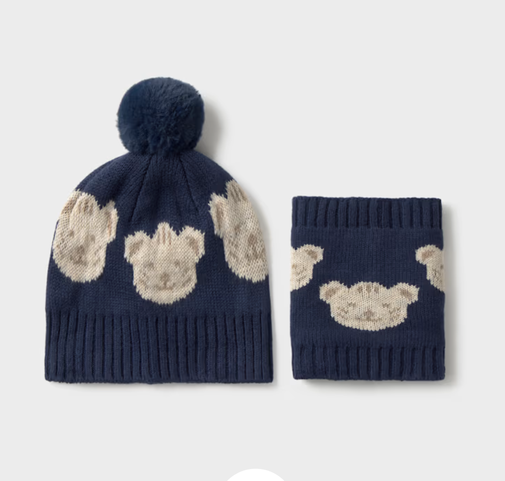 Set gorro y bufanda cerrada azul bebé niño