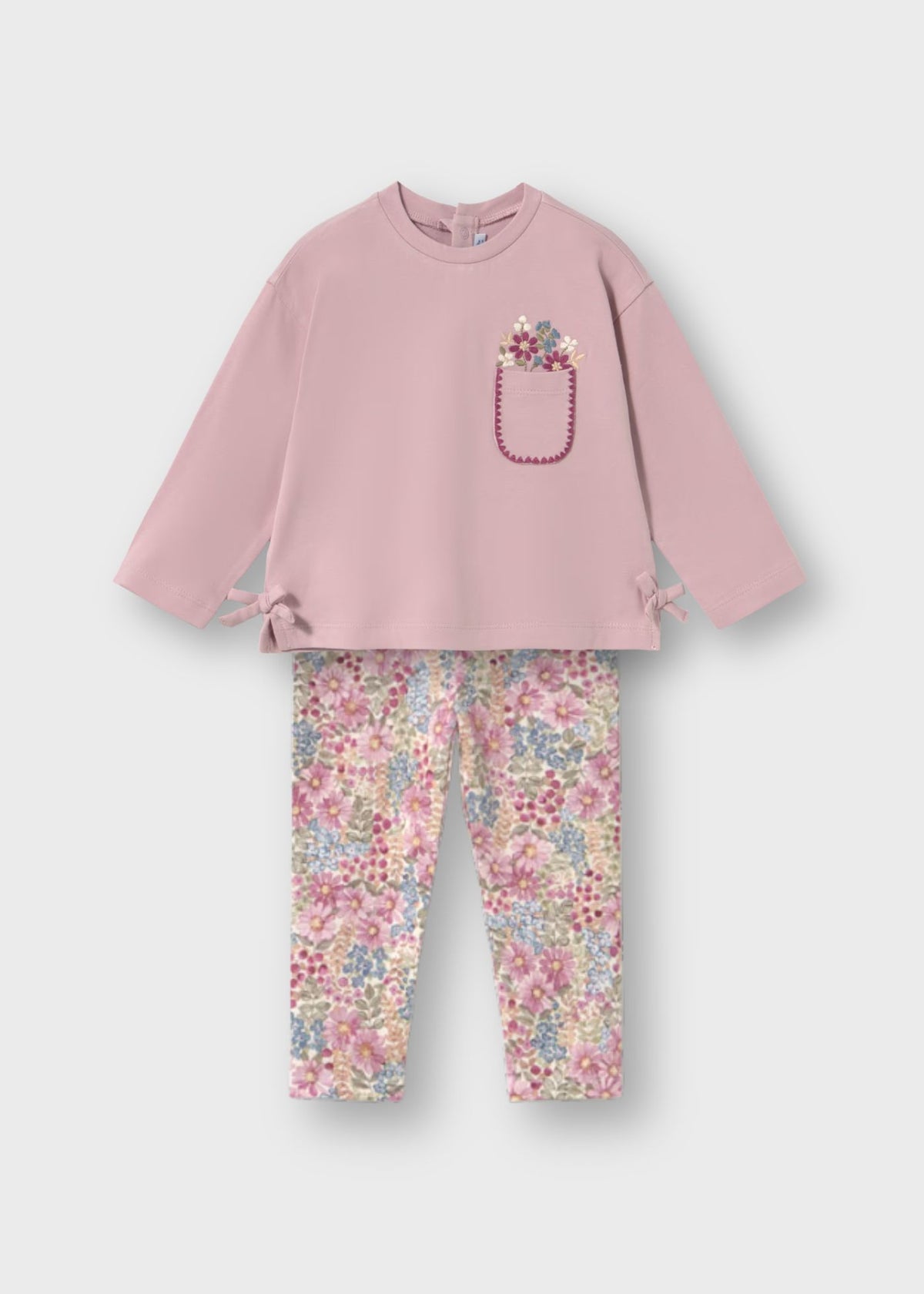 Conjunto blusa leggings malva bebé niña