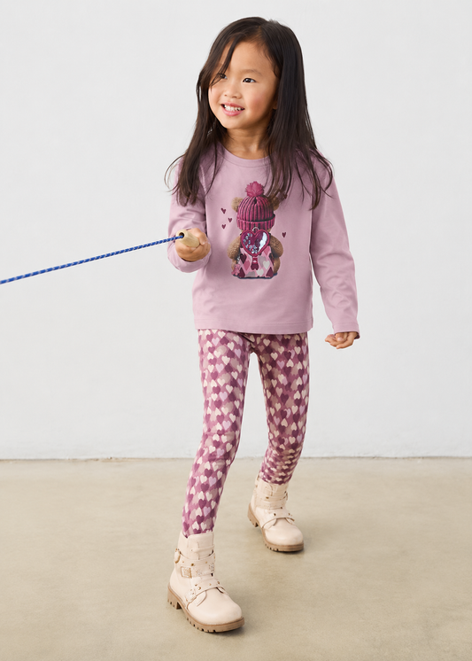 Conjunto blusa leggings corazones mini niña