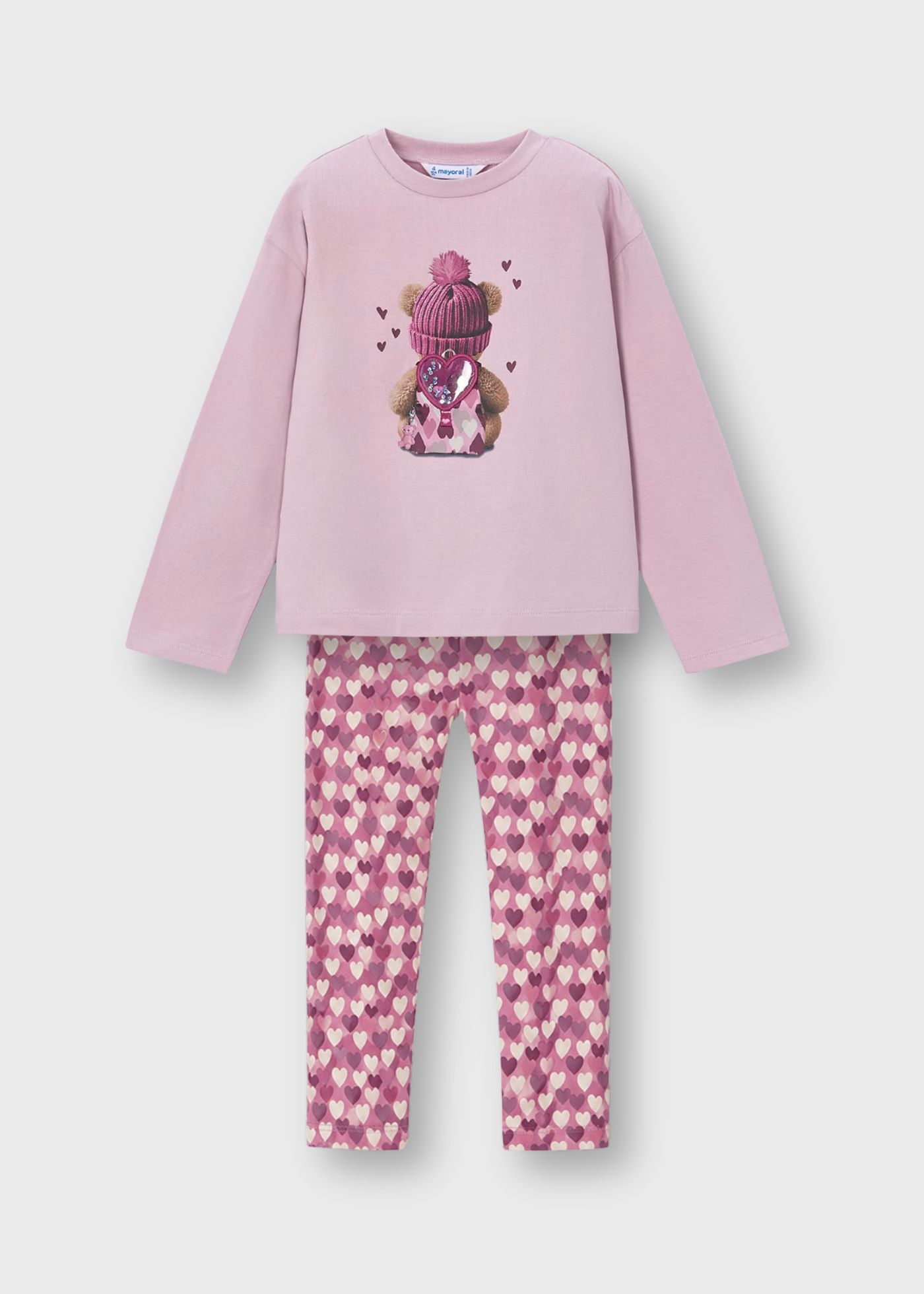 Conjunto blusa leggings corazones mini niña