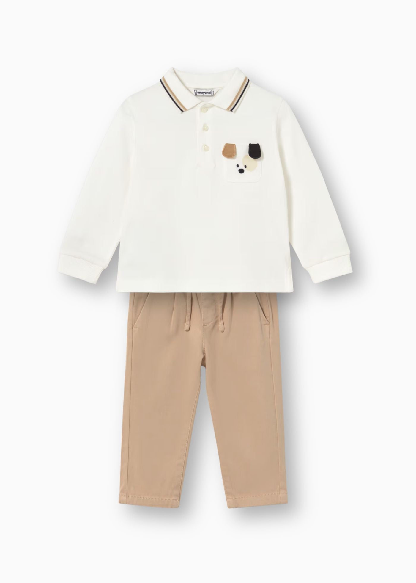 Conjunto polo manga larga perrito bebé niño