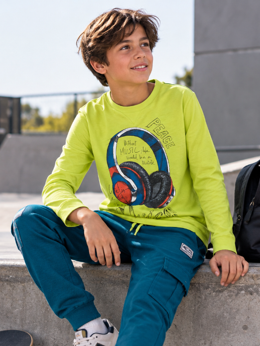 Playera manga larga lima para niño jr